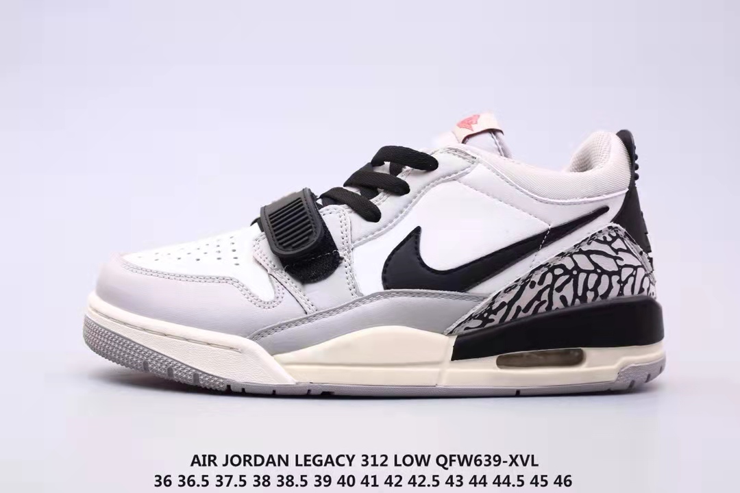 Women Air Jordan Legacy 312 Low White Grey Cement Black Shoes